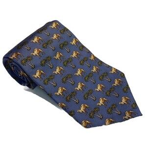 Banana Republic 100% Silk Necktie Neck Tie Camel Oasis Print Made In Italy EUC